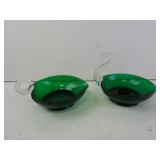 Pair of Matching Vintage Leaf Shaped Emerald