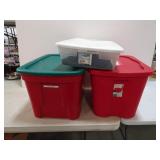 Three Plastic Totes with Lids
