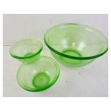 Lot of 3 Hazel Atlas Antique Uranium Glass Mixing