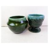 Lot of 3 Vintage Seafoam & Green Planter Pots -