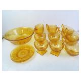 Lot of Vintage Indiana Glass Amber Daisy Pattern