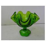 Vintage Viking Glass Pedestal Ruffled Compote