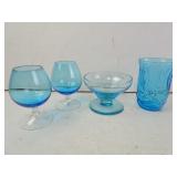 Lot of 4 Vintage Light Blue Glass Pieces