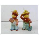 Pair of Vintage Smokey The Bear Ceramic Salt &