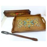 Lot of Hand Painted Vintage Wood Items - Wall