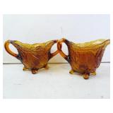 Pair of Vintage Tiara Indiana Amber Glass Sweet