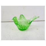 Vintage Miniature Green Art Glass Bird Trinket