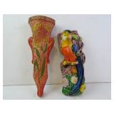 Lot of 2 Vintage Japan Hanging Wall Planters -