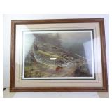 Large Artist Signed Framed Muskellunge Art Print