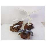 Lot of 3 John Perry Animal Statues on Wood Bases