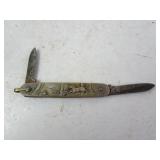 Vintage Embossed Hunting Dog Watch Fob 2-Blade