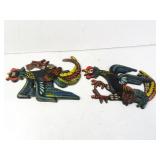 Pair of Vintage Wilton Cast Iron Rooster Wall