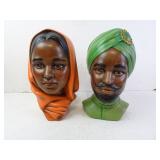 Pair of Vintage Ceramic Indian Husband & Wife
