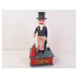 Vintage Plastic Uncle Sam Moving Coin Bank -