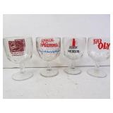Lot of 4 Brand Beer Glass Goblets - Falstaff Oly