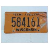 Vintage Wisconsin Semi Trailer License Plate