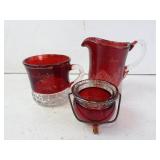 Lot of 3 Antique Wisconsin Souvenir Ruby Glass