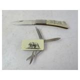 Lot of 2 Faux Scrimshaw Type Folding Knives