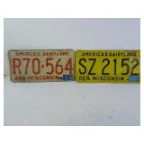 Lot of 2 Vintage Wisconsin License Plates