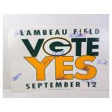 SIGNED Green Bay Packers Lambeau Field VOTE YES
