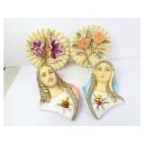 Lot of 4 Vintage Religious & Other Plaster Wall