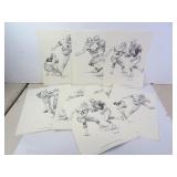 Lot of Vintage NFL Shell Oil Co. Football Prints