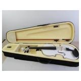 White Glitter Mendini By Cecelio Violin In Case