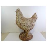Large Vintage Cast Iron Chicken Lawn Statue 20"
