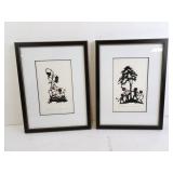 Pair of Framed Silhouette Art Dï¿½cor 11" x 8"
