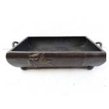 Heavy Bronze Tone Asian Style Tray 12" x 8" x 3"