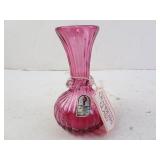 Vintage Pilgrim Cranberry Glass Ribbed Bud Vase