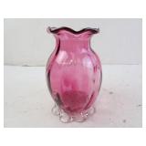 Vintage Pilgrim Cranberry Glass Vase 5" Height