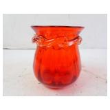 Vintage Pilgrim Art Glass Amberina Wave Design