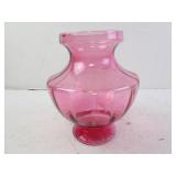 Vintage Pilgrim Art Cranberry Glass Optic Vase