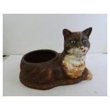 Vintage Cast Iron Cat Garden Planter 13"