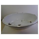 Very Large Vintage Enameled Metal Wash Basin 26"