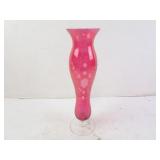 Vintage Cranberry Glass 10" Etched Tall Bud Vase
