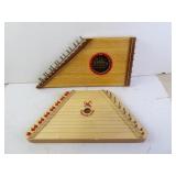 Lot of 2 Wood Lap Harps - Missing strings
