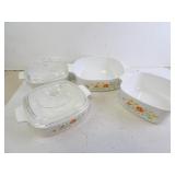 Lot of Vintage Corning Ware Wildflower Casserole