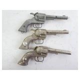 Lot of 3 Vintage Metal Wild West Cap Guns - Smoky