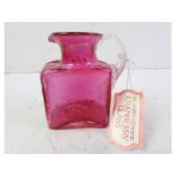 Vintage Pilgrim Cranberry Glass Square Body