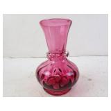 Vintage Pilgrim Cranberry Glass Wave Pattern Bud