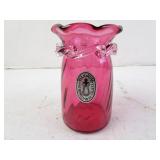 Vintage Pilgrim Cranberry Glass Wave Pattern