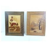 Pair of Vintage Wood Art Wall Dï¿½cor 9" x 11.5"