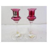 Pair of Vintage Pilgrim Cranberry Glass Stemmed