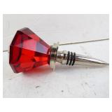 Large Red Diamond Style Glass Wine Stopper