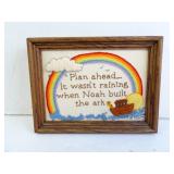 Vintage Needlepoint Cross Stitch Noahs Ark Quote