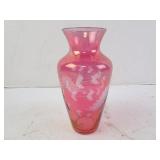 Vintage Cranberry Glass 5.5" Etched Short Bud