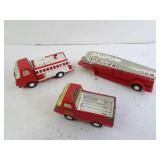 Lot of 3 Tonka Pressed Steel Fire Dept Vehicle