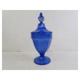 1920s Style Stretch Glass Pedestal Dish With Lid